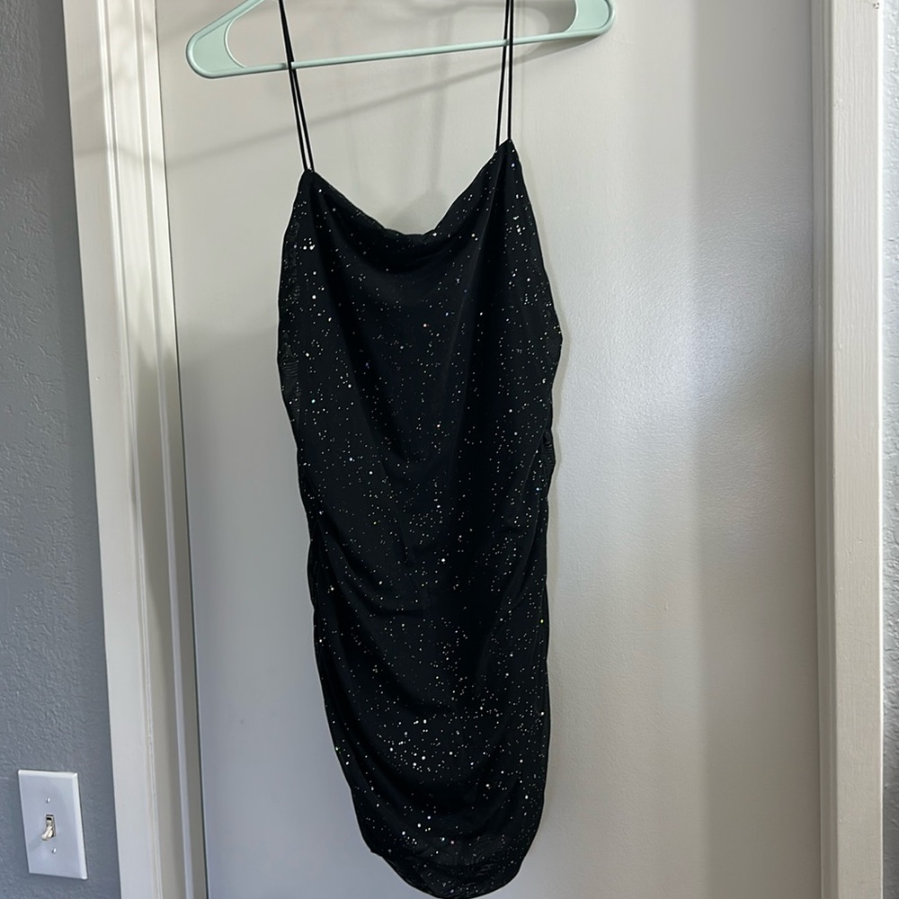 Black sparkly mini dress spaghetti strap size large